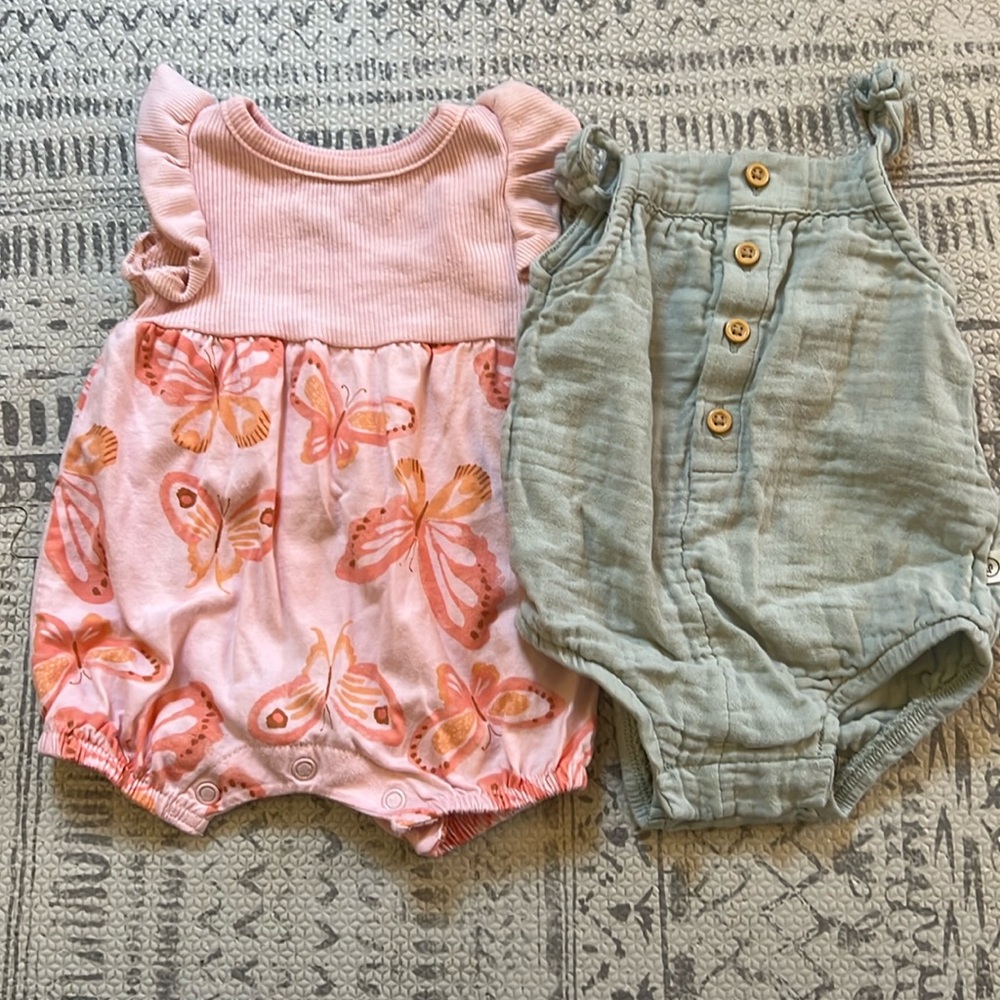 Set of two- Carters and Little Planet rompers size newborn